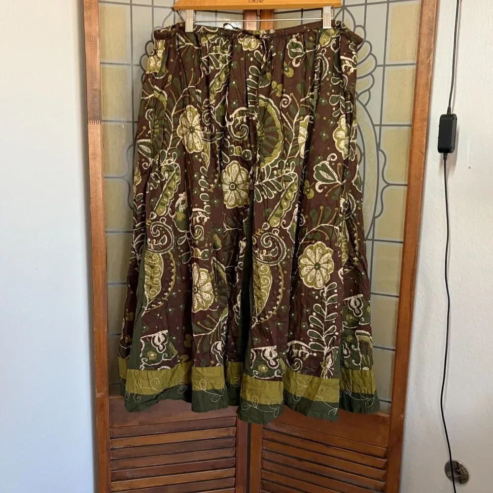 Vintage Boho Floral Cottage Prairie Festival Folk Gypsy Skirt Plus Size 22/24
